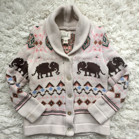 Peek Other - Peek Elephant Cardigan Girls size 6-7